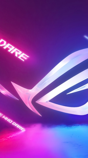 Republic of Gamers logo with neon text