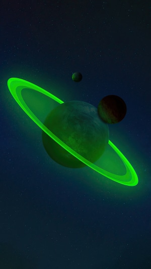 Digital artwork of planets in space