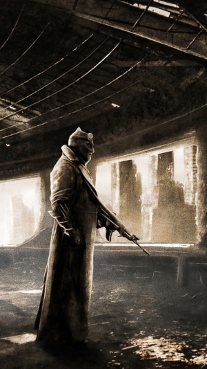 Post-apocalyptic soldier with rifle