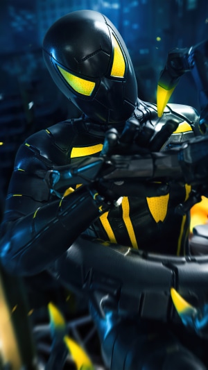 Spider-Man in a black and yellow suit