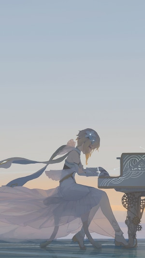 Lumine from Genshin Impact playing piano