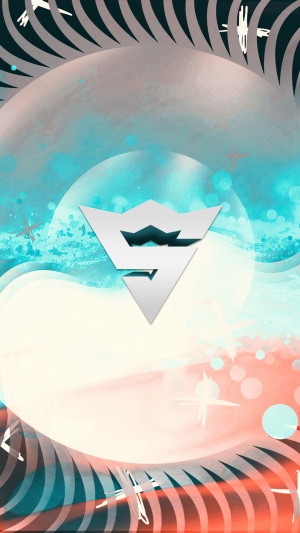 Abstract digital art with geometric logo