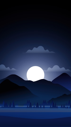 Moonlit Mountain Landscape with Clouds