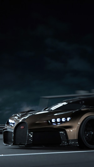 Bugatti Chiron Front View at Night