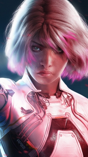 Woman with pink and white hair from Watch Dogs Legion 4K