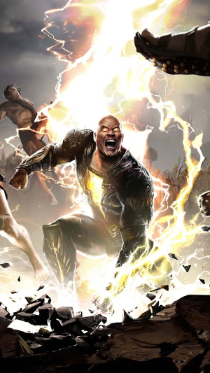 Black Adam unleashing lightning