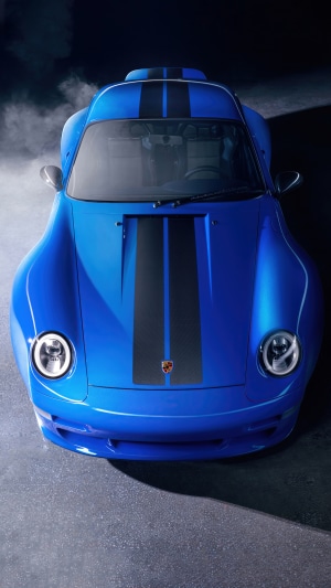 Blue Porsche 911 with Black Stripes