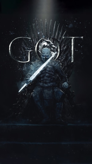 Night King from Game of Thrones on the Iron Throne