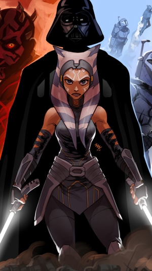 Ahsoka Tano and Darth Vader from Star Wars The Clone Wars 4K