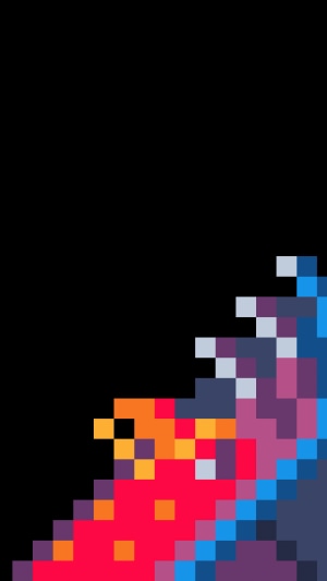 Abstract pixel art wave with red and blue colors