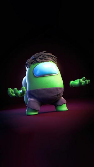 Among Us character dressed as Hulk