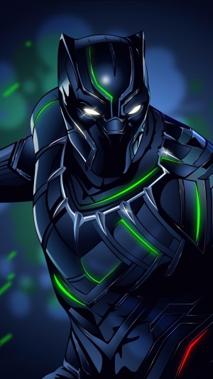 Black Panther artwork with green accents