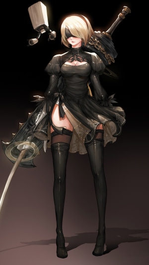 2B from Nier: Automata with Pod and Sword