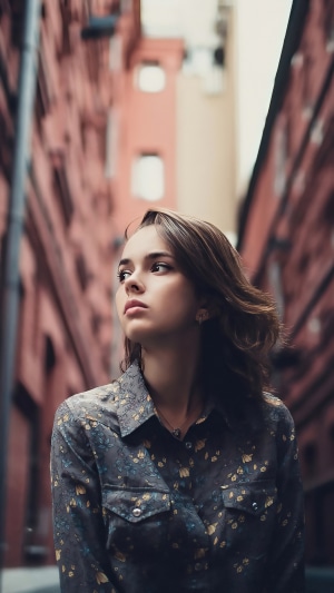 Brunette girl in a floral shirt