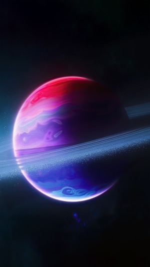 Digital art of a ringed planet in space
