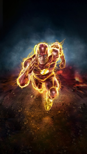 The Flash running with lightning