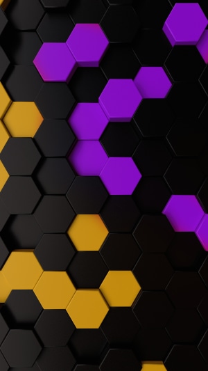 Abstract hexagonal pattern with purple and yellow accents