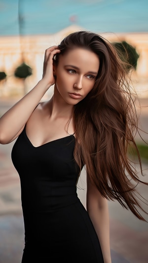 Woman in black dress