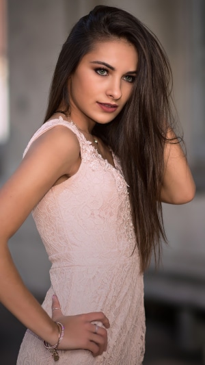 Model in a lace dress with depth of field
