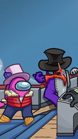 Among Us characters with hats and outfits