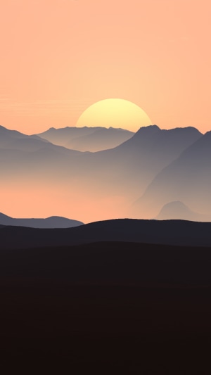 Digital art landscape of mountains at sunset 4K
