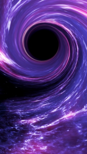 Abstract purple and pink nebula surrounding a black hole