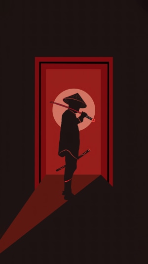 Minimalist Samurai Silhouette with Swords