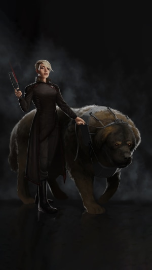 Woman with a large dog