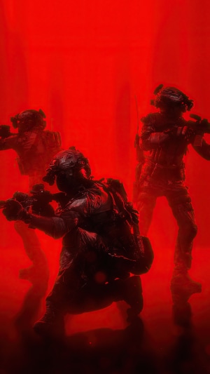 Soldiers in red lighting