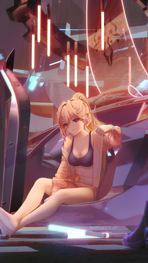 Anime girl in futuristic setting