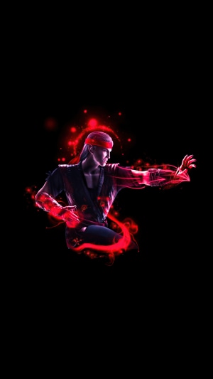 Scorpion from Mortal Kombat with red energy