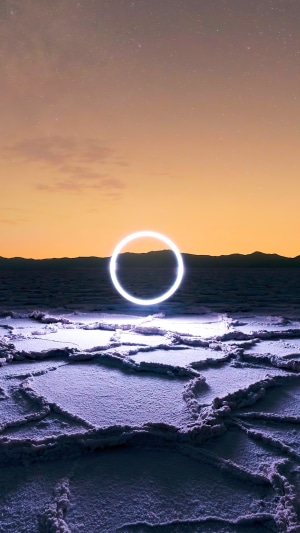 Glowing Ring in Desert Landscape 4K