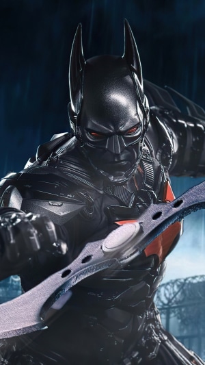 Batman from DC Comics holding a Batarang