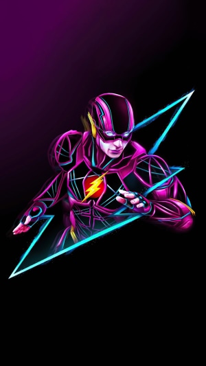 The Flash in neon pink and blue