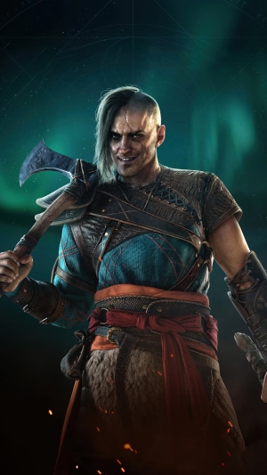 Eivor from Assassin's Creed Valhalla holding an axe