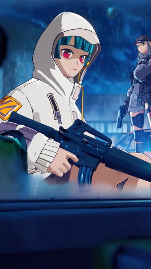 Girl with rifle and another girl in background