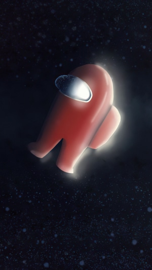 Red Among Us character floating in space