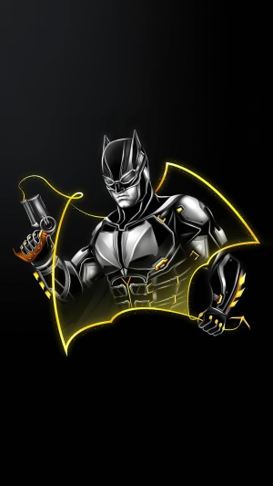 Batman with yellow cape and grappling gun