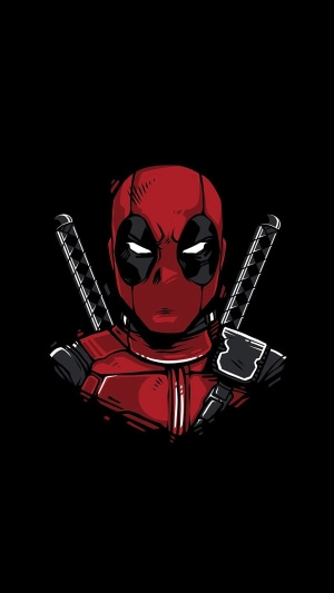 Deadpool with swords, minimalist art