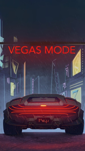 Cyberpunk 2077 artwork with car and neon signs