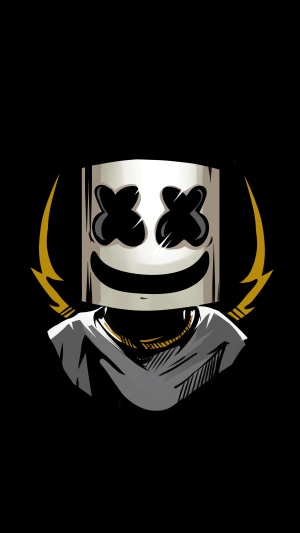 Marshmello digital art with lightning bolts
