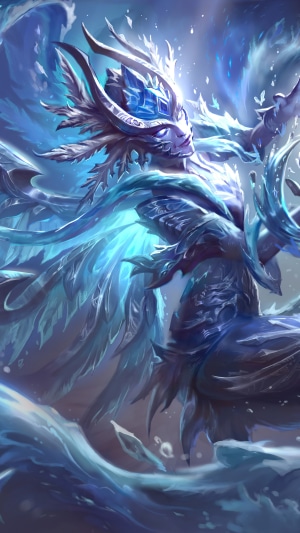 An ice dragon-like creature with blue accents