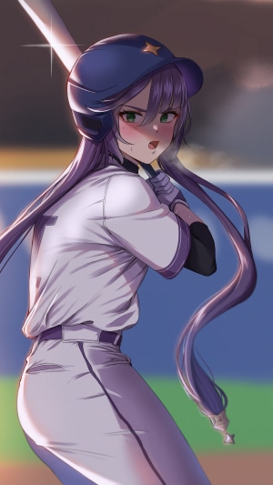 Mona from Genshin Impact playing baseball