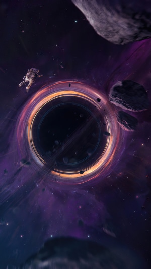 Astronaut near a black hole with accretion disk