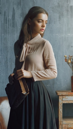 Model holding a book