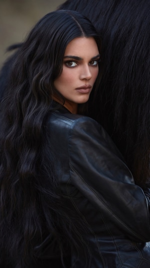 Kendall Jenner with a horse