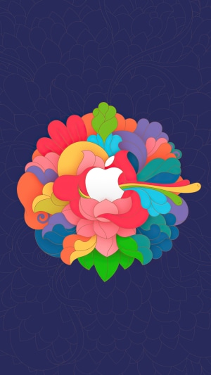 Apple logo with colorful floral design