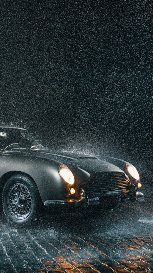 Aston Martin DB5 in the rain