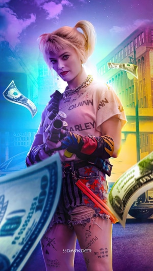 Harley Quinn from Birds of Prey with money