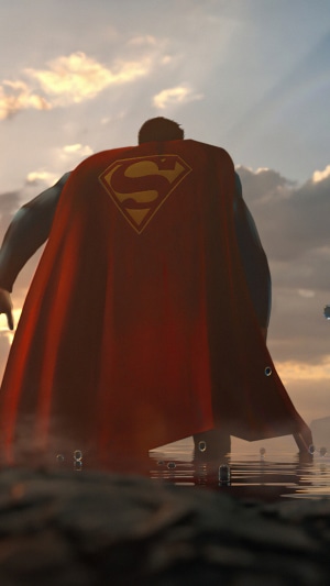 Superman from DC Comics standing in water